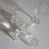 8 vintage Vannes crystal white wine glasses