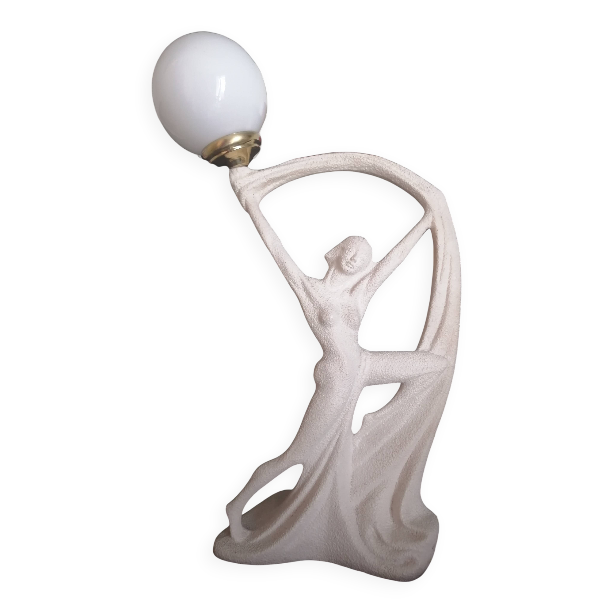 Art Deco lamp with stoneware resin sculpture, 1960s