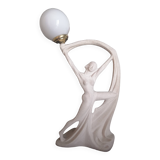 Art Deco lamp with stoneware resin sculpture, 1960s