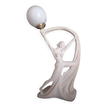 Art Deco lamp with stoneware resin sculpture, 1960s