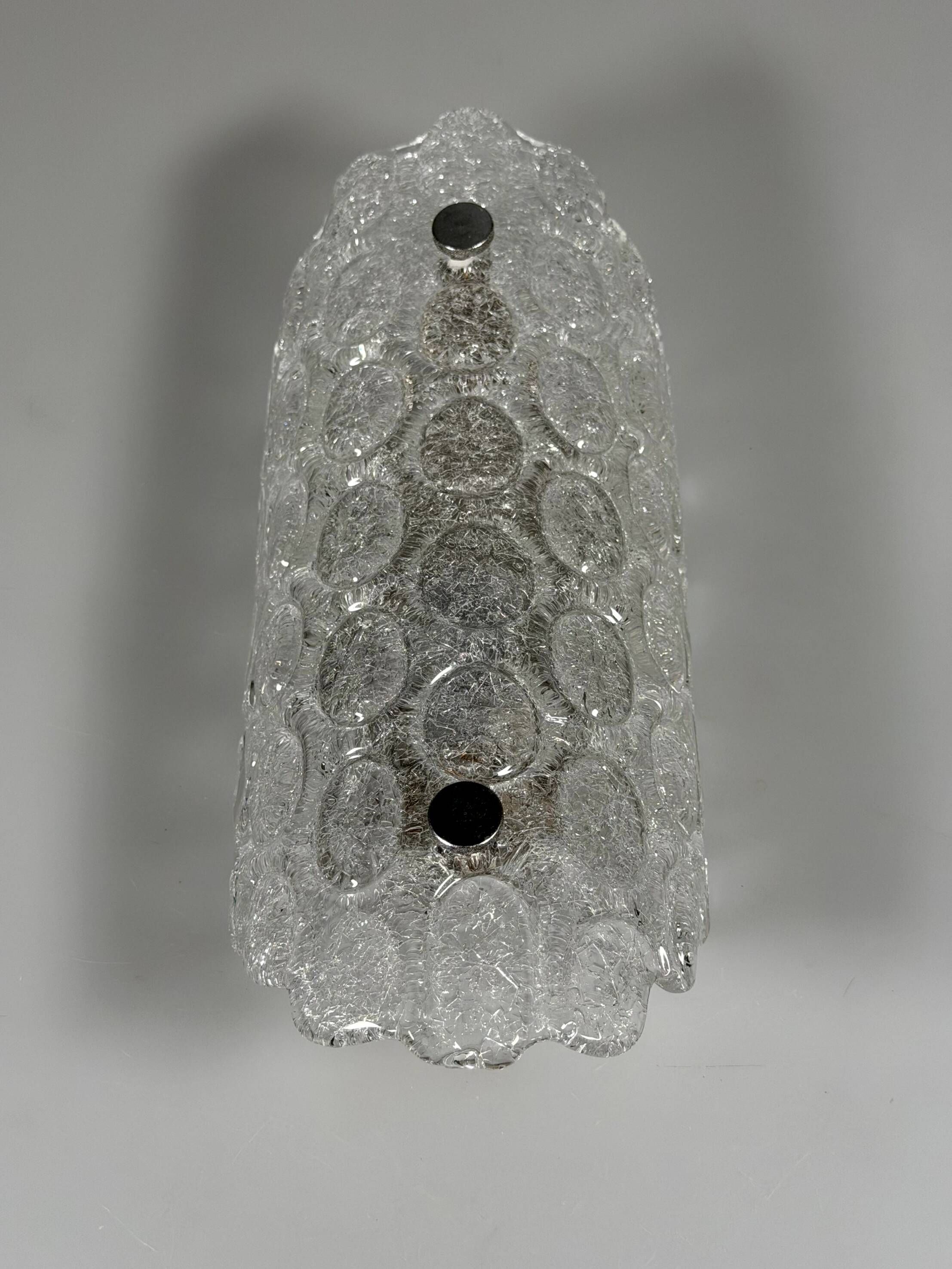 1960s 1970s Wall Lamp Fischer Leuchten Germany Wall Sconce Ice Glass Design