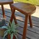 Duo of French half-moon farm stools tripod 60s