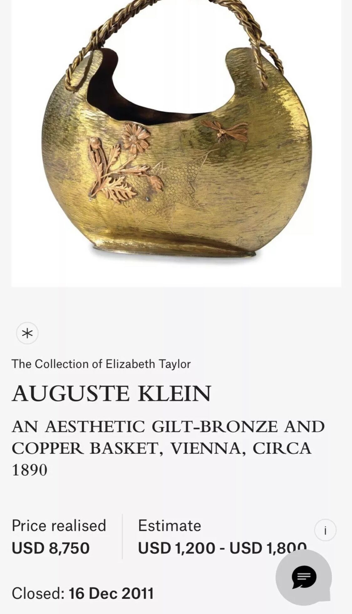 Vase à l'abeille, dinanderie Auguste Klein 1900