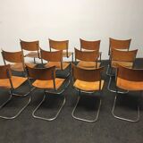 Set of 12 tubular steel chairs Mart Stam
