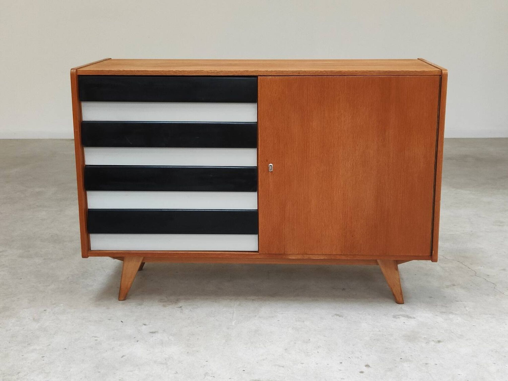 U-458 black and white sideboard by Jiri Jiroutek for Interier Praha