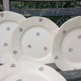 Assiettes à dessert x 7 porcelaine rétro 1920/50 à fleurs, CH-RENOU