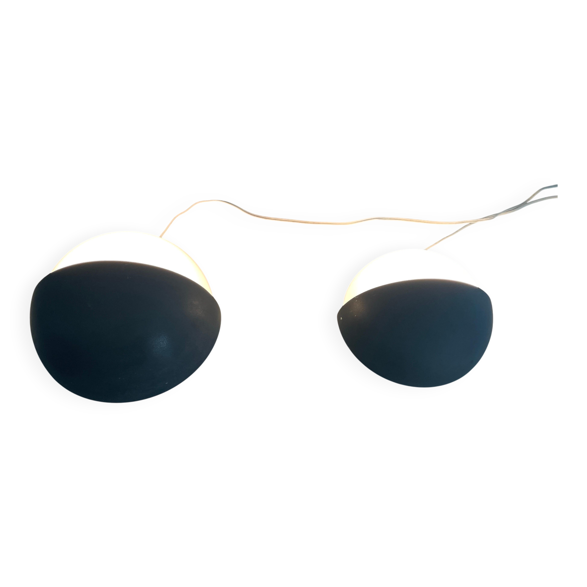 Round black metal wall lights, small and large set, by Bega, 1970s, Germany.