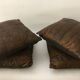 4 coussins en cuir vintage patchwork années 70