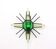 Vintage metal sunburst wall lamp with green glass, 1960s