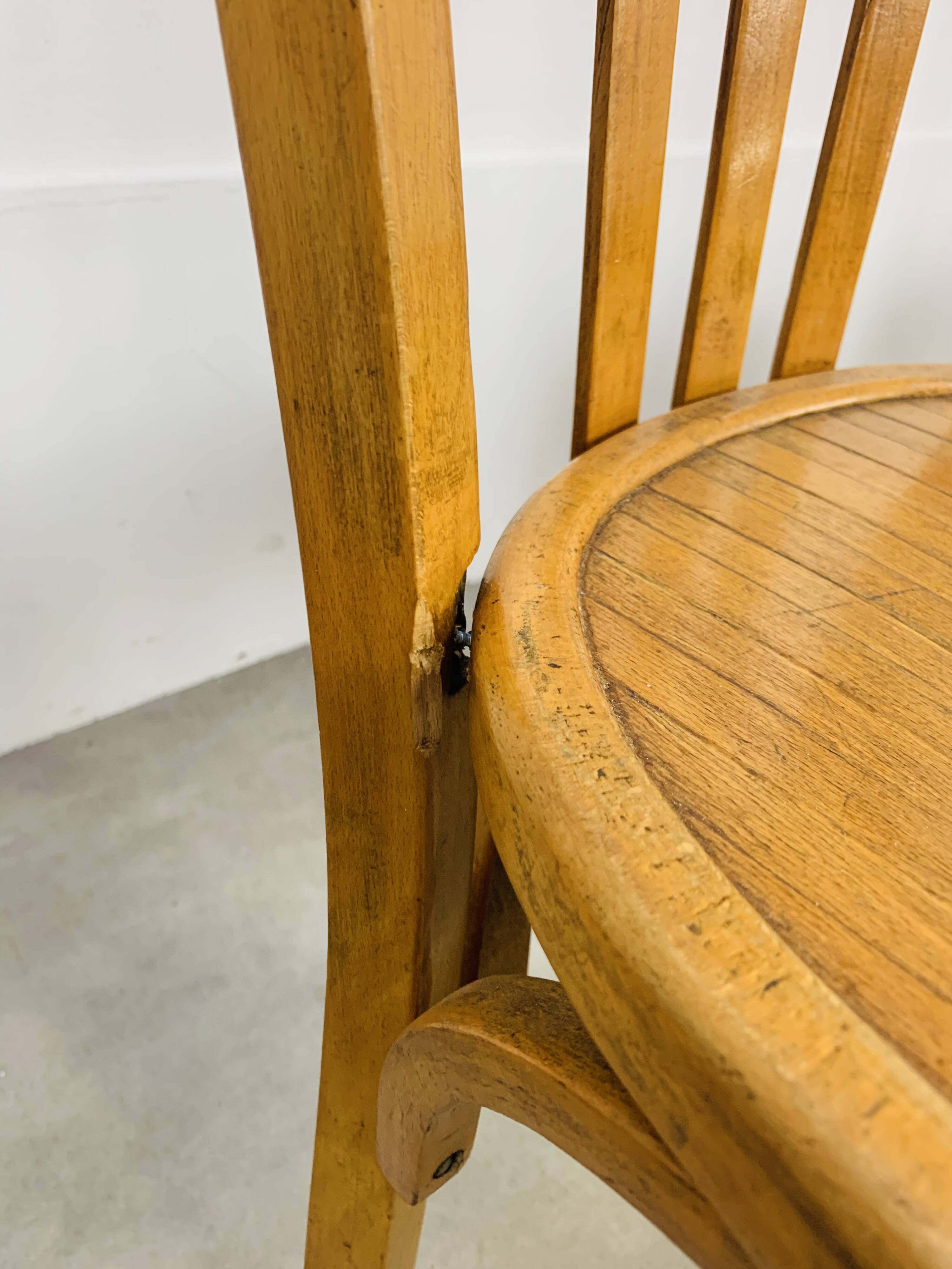 4 chaises bistrot, bois, années 60