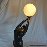 Large lamp, woman with ball, yoga, art deco style, 1980
