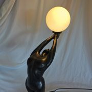 Large lamp, woman with ball, yoga, art deco style, 1980