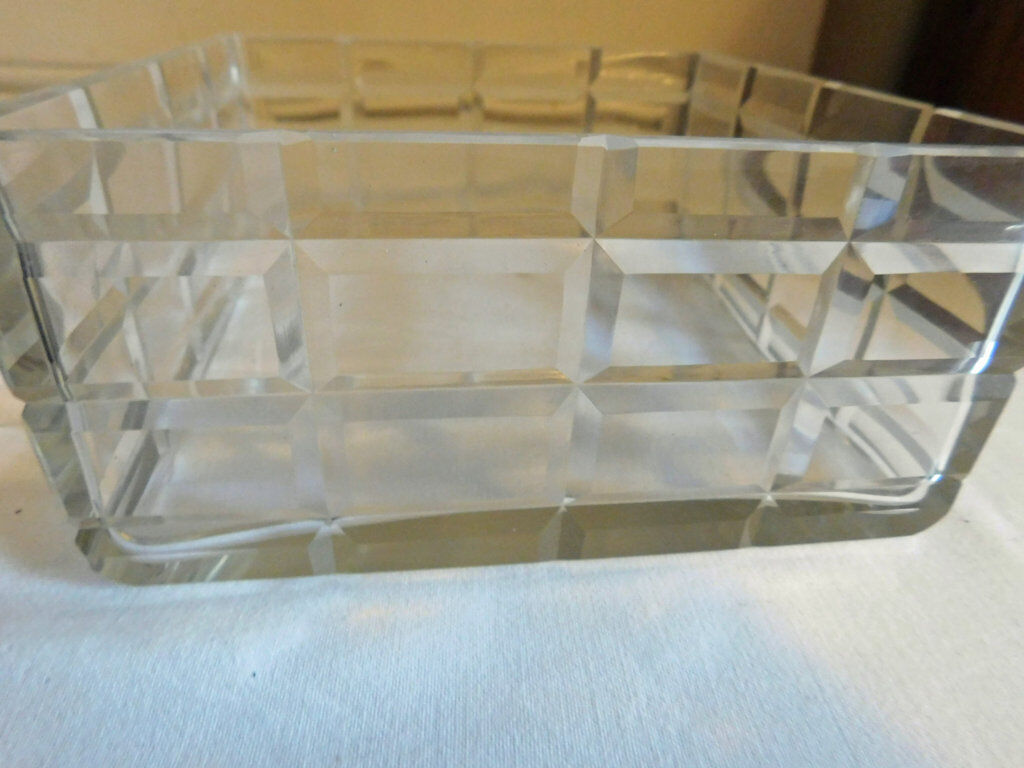 Old cut glass and vintage metal 70s biscuit box