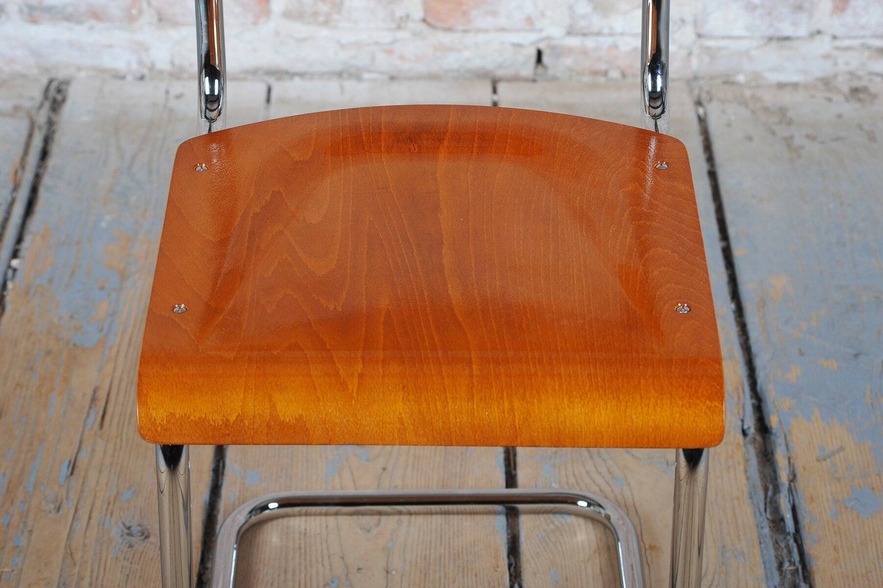 Vintage Bauhaus Chairs in Beech and Chrome, Czech, 1930s, Set of 8