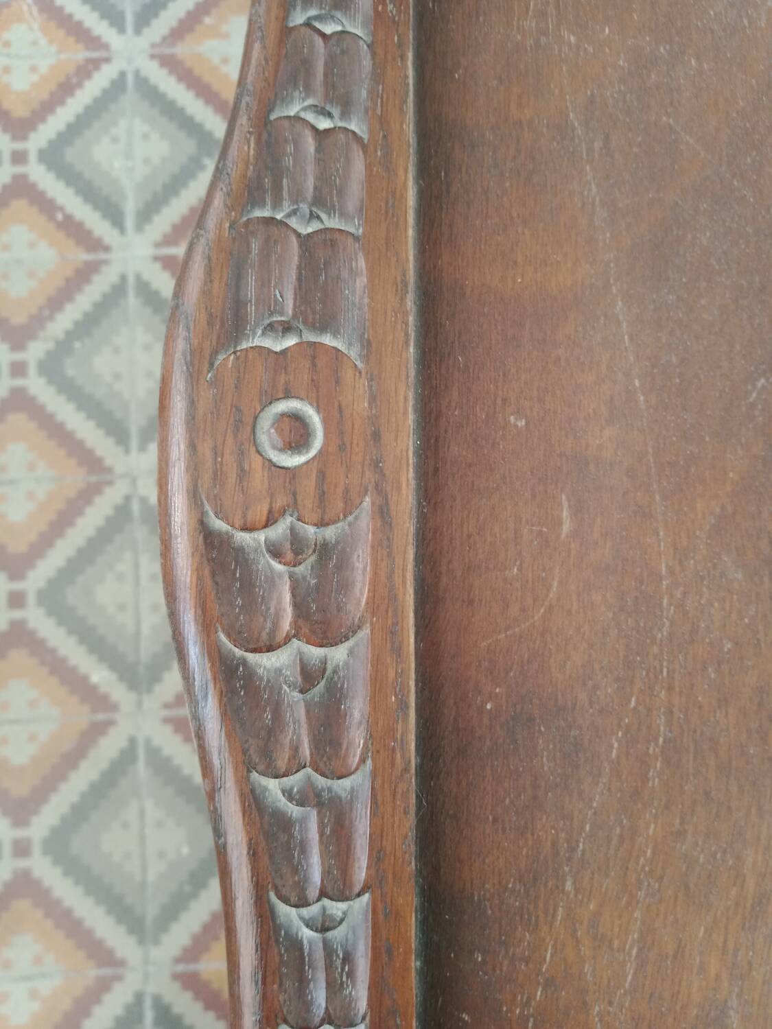 Wooden trolley on wheels