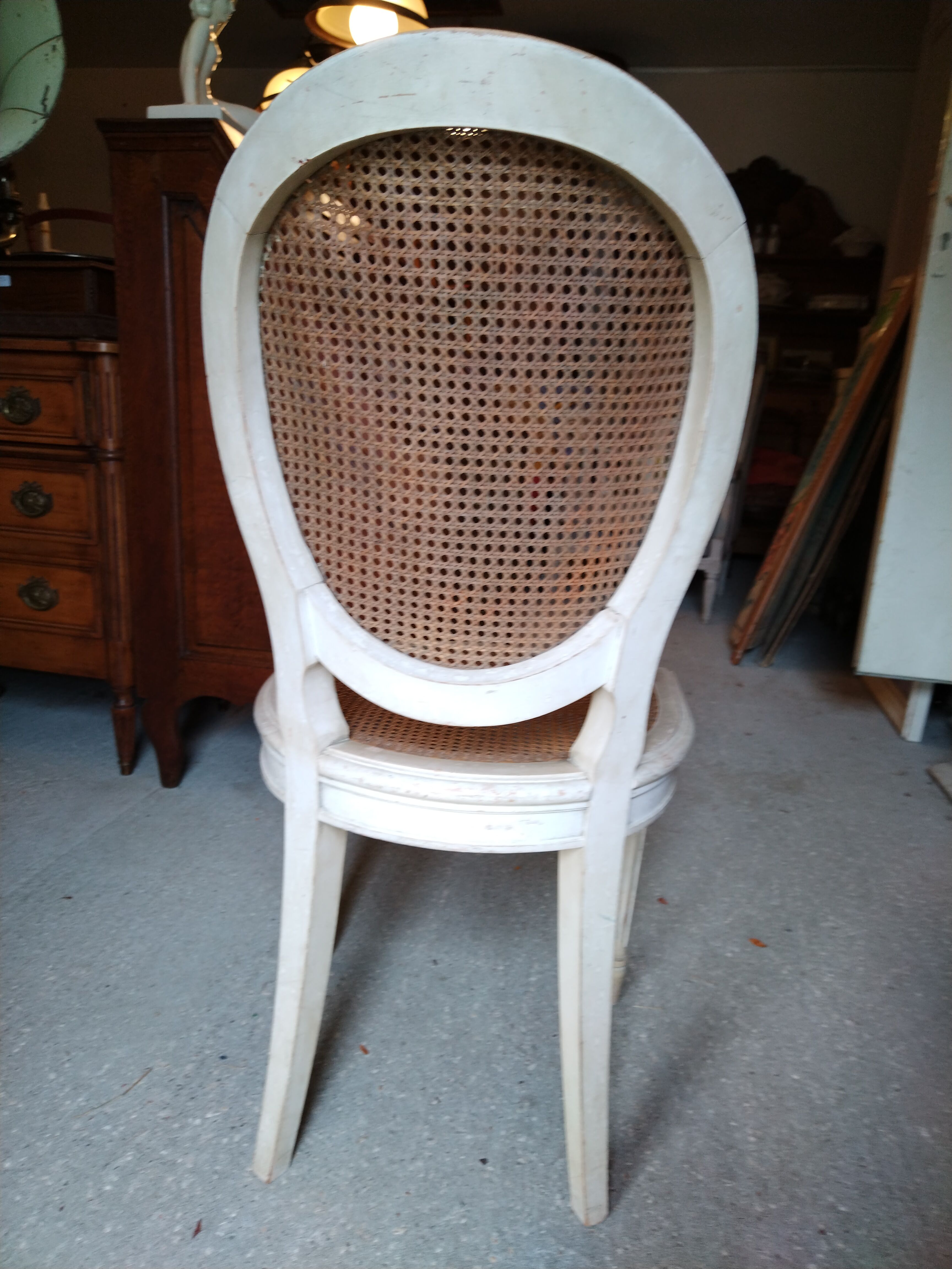 Lot Louis XV medallion chairs canned