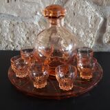 Service complet à liqueur en verre rose