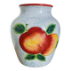 White Ceramic Vase with Peach and Leaf Motifs