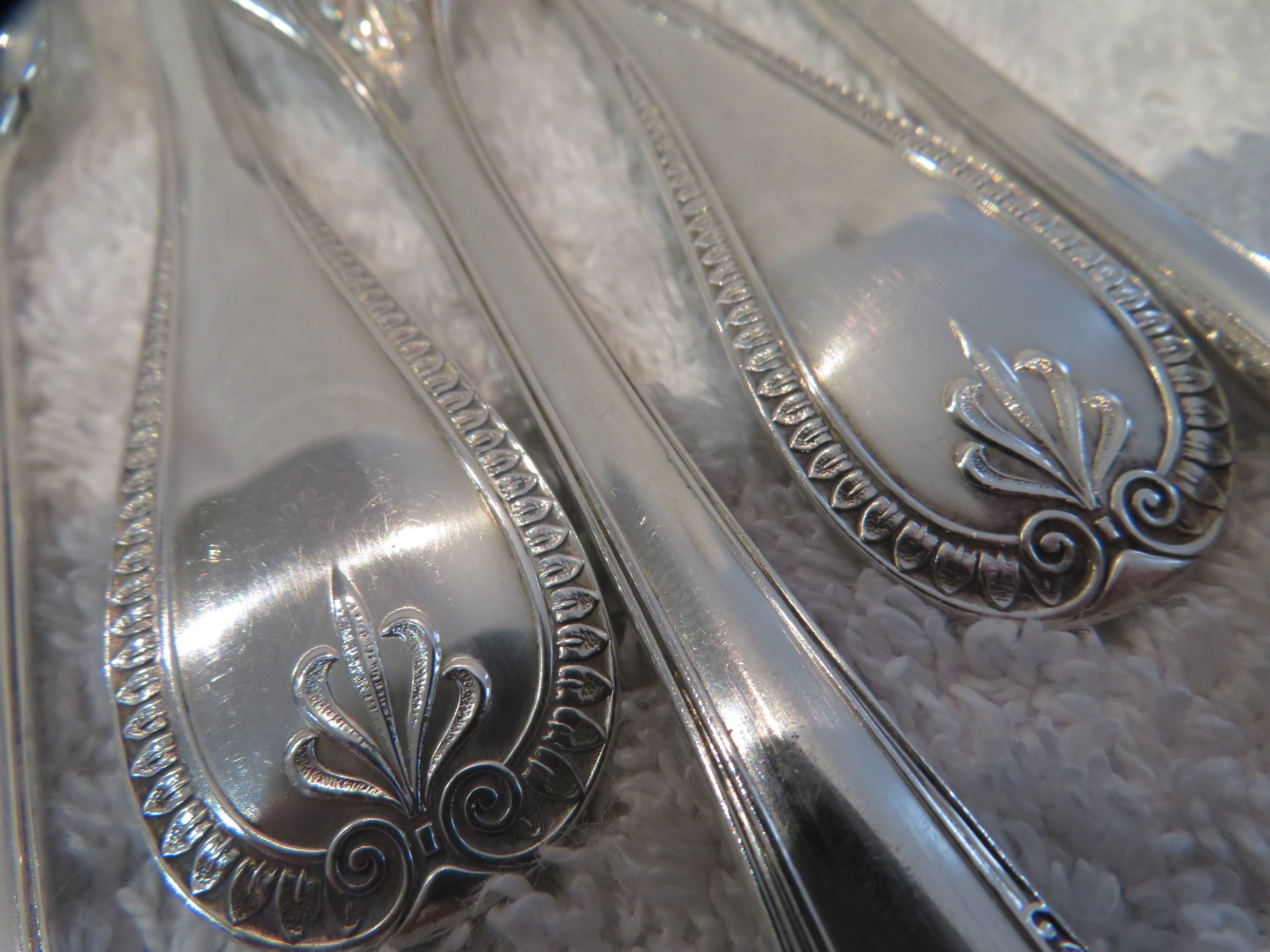 8 silver-plated cake forks by Christofle Malmaison Empire
