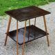 Vintage double wooden side table with copper base from the 50s