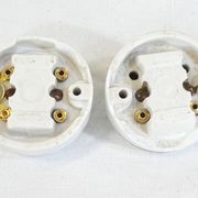 3 Ancient porcelain switches and industrial vintage crhomé metal