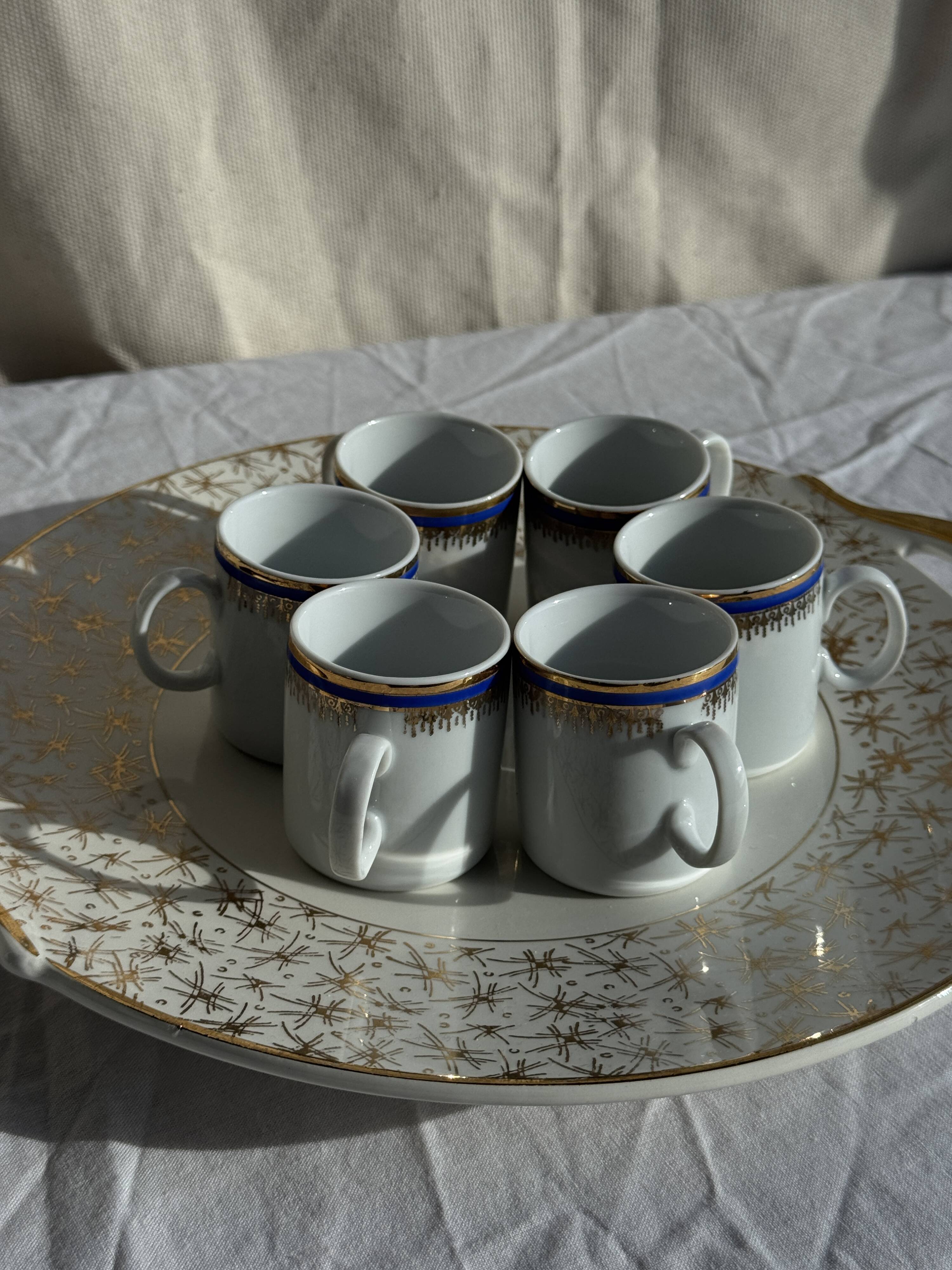 Set of 6 small espresso cups Germer Porcelain, made in Brazil.