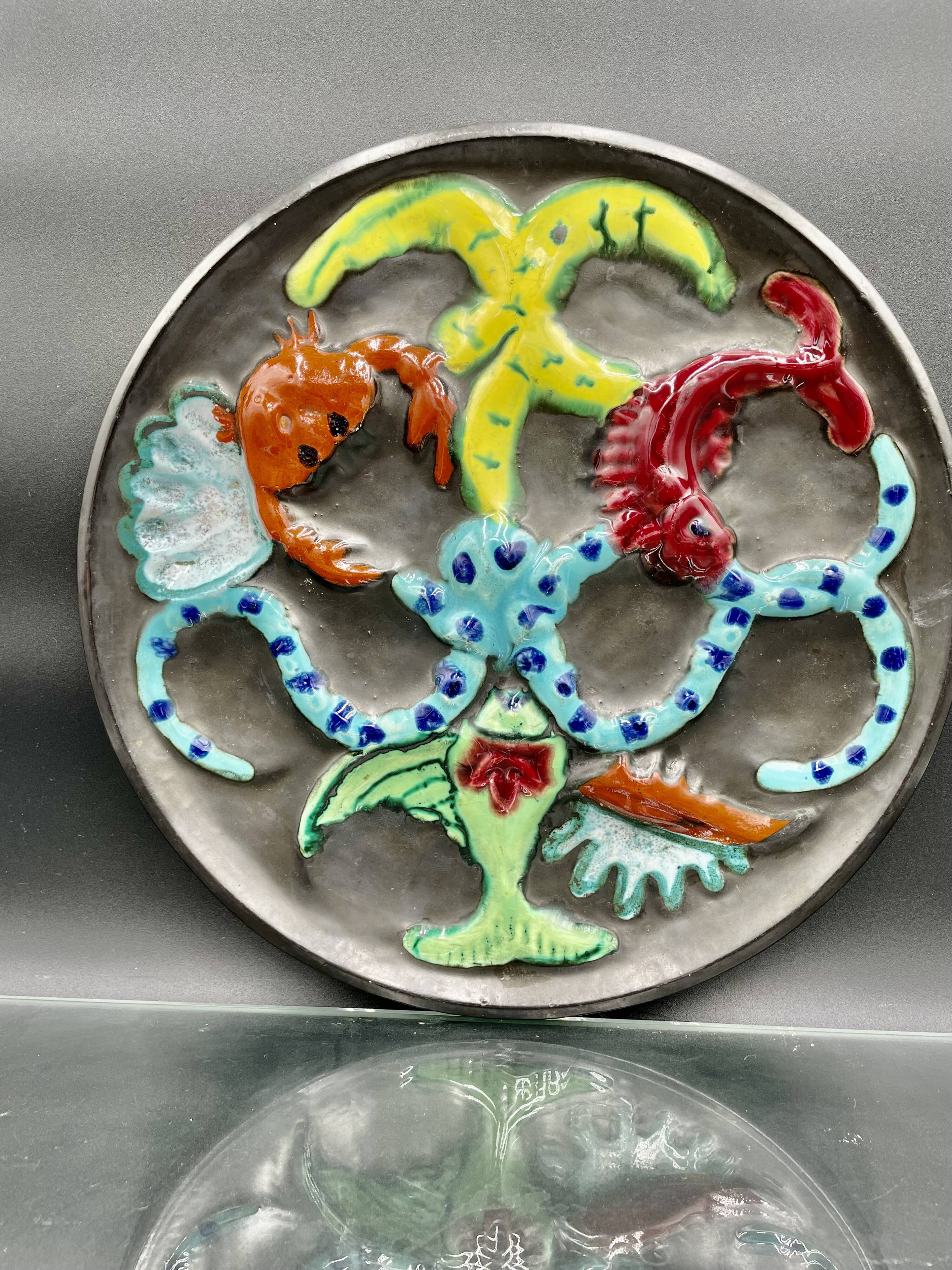 Large oyster or shellfish dish signed cérenne