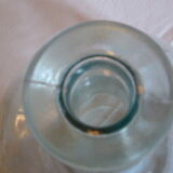 Pale green transparent glass flattened sphere shape vase
