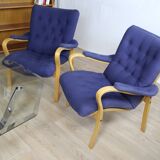 2 vintage Scandinavian blue armchairs by Peter Axel Berg, 1960s, Denmark