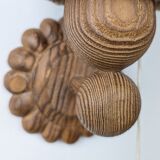 Pair of carved pine wall lights with jute shades, Swedish design, 1970s