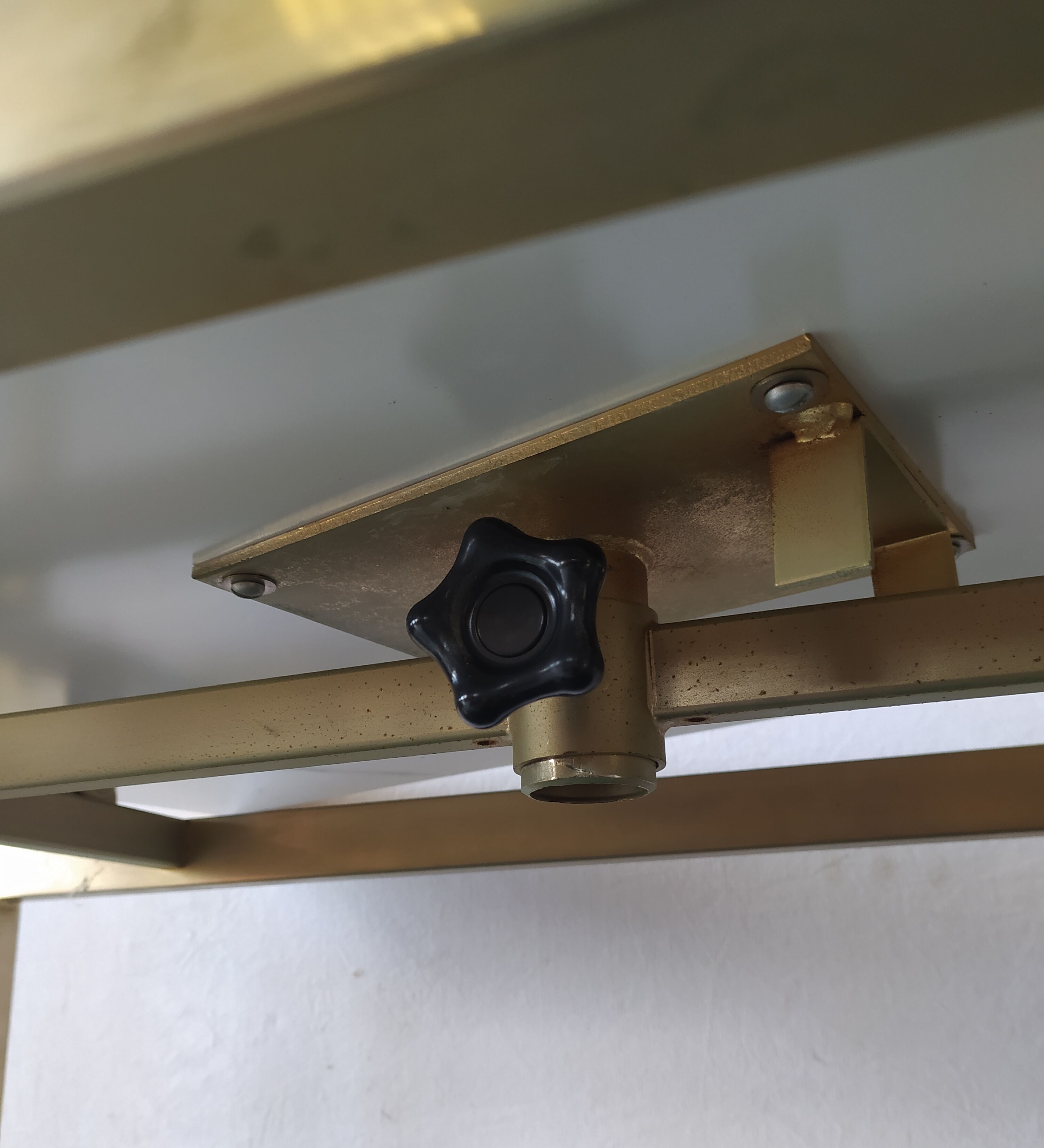 Gold metal and wood coffee table