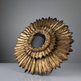 Double-Layered Sunburst Mirror in Wood and Gold Leaf