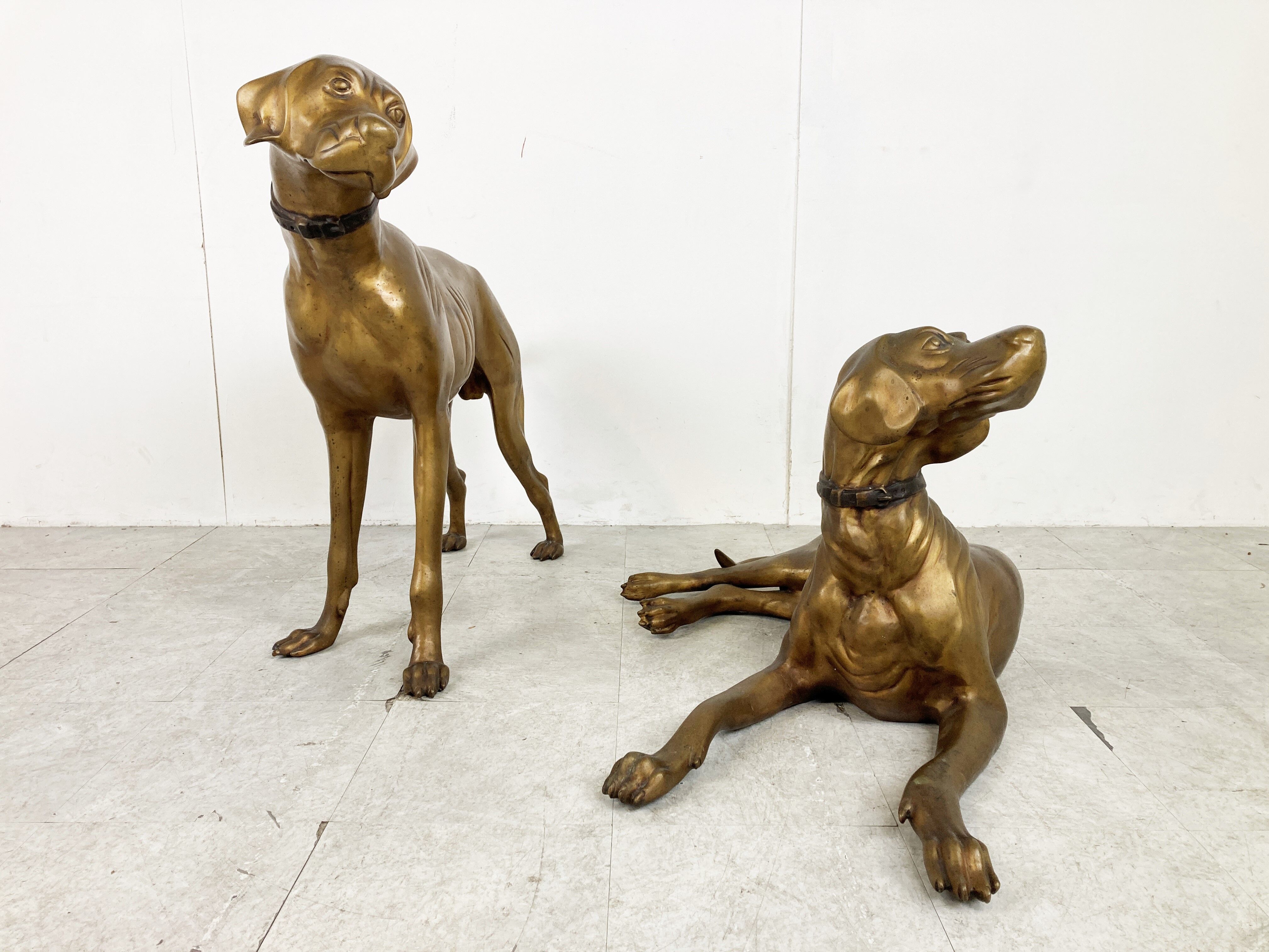 Life size brass dog sculpture, 1960s