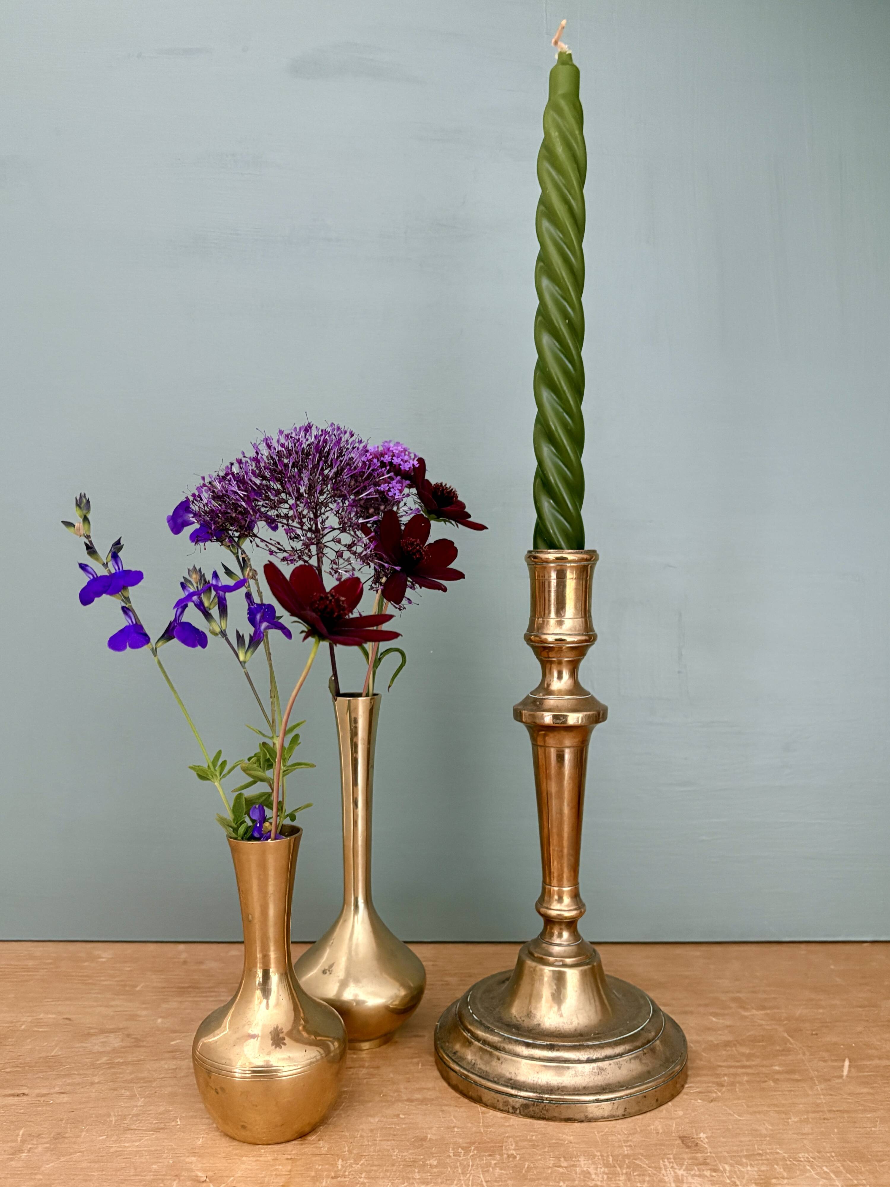 Antique brass candlestick (C1)