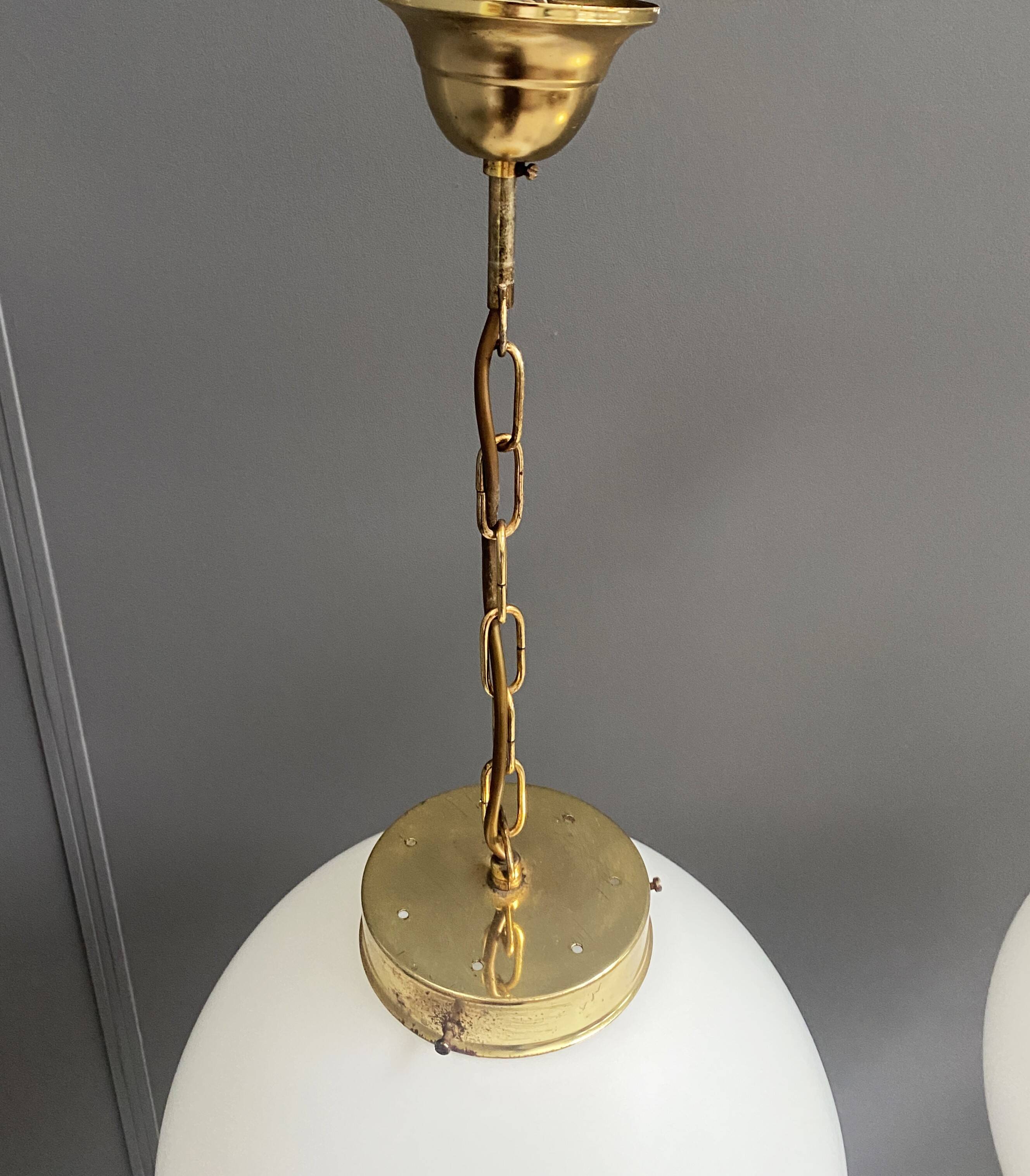 Sphere opal glass hanging lamp 1970s by Kamenicky Senov