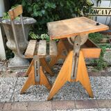 Vintage school desk desk with chair