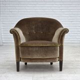 1960s, Danish armchair, original green furniture velour.