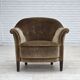 1960s, Danish armchair, original green furniture velour.