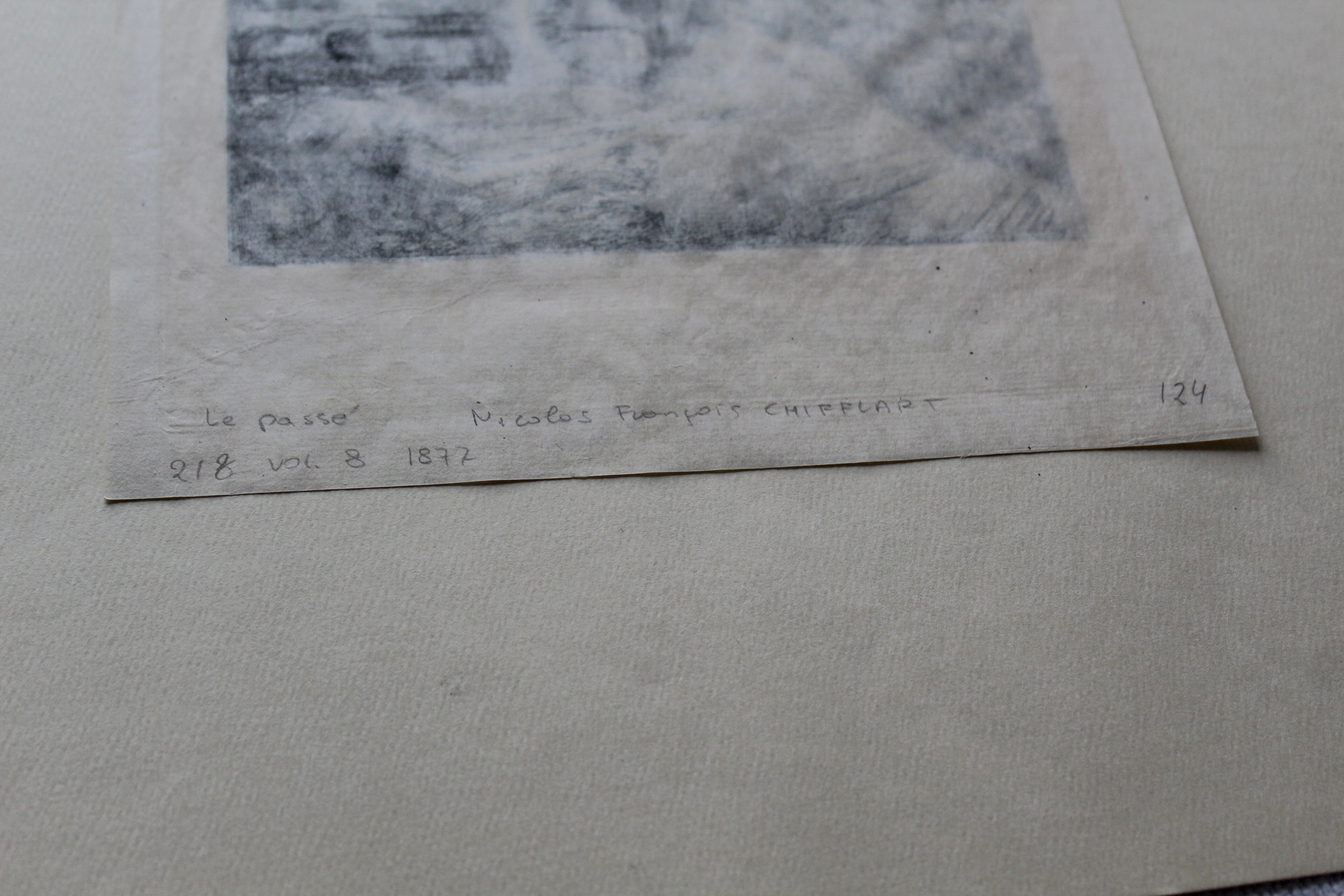 François nicolas chifflart (1825 - 1901) le passé engraving on old japanese paper.