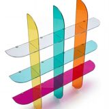 Multicoloured designer wall shelf in PMMA (plexiglass) 15 mm – 200×200×28 cm