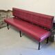 1960s double bistro bench in buttoned burgundy red skai