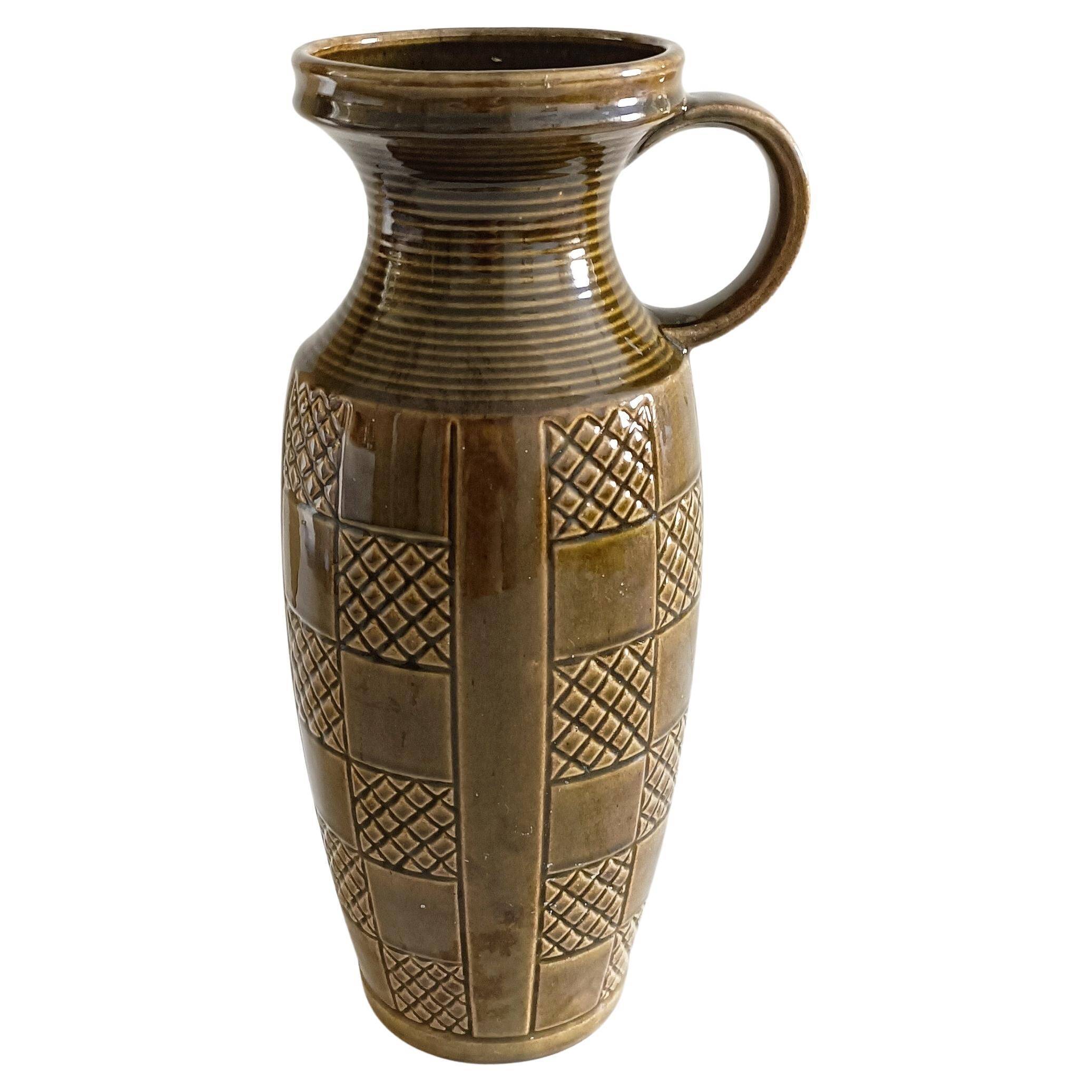 Mid Century West German Ceramic Large Handled Vase by Scheurich, 1950s