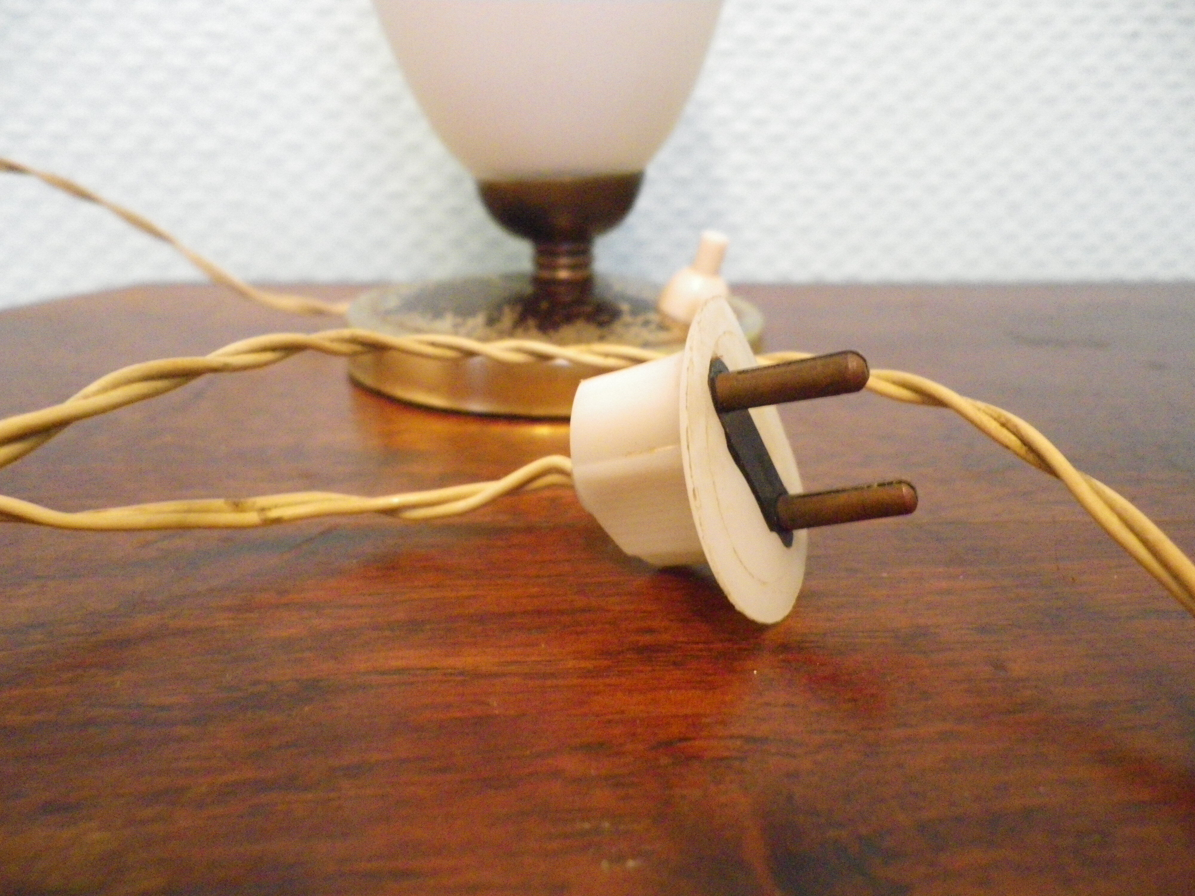 Old table lamp, patina look, 40s/50s