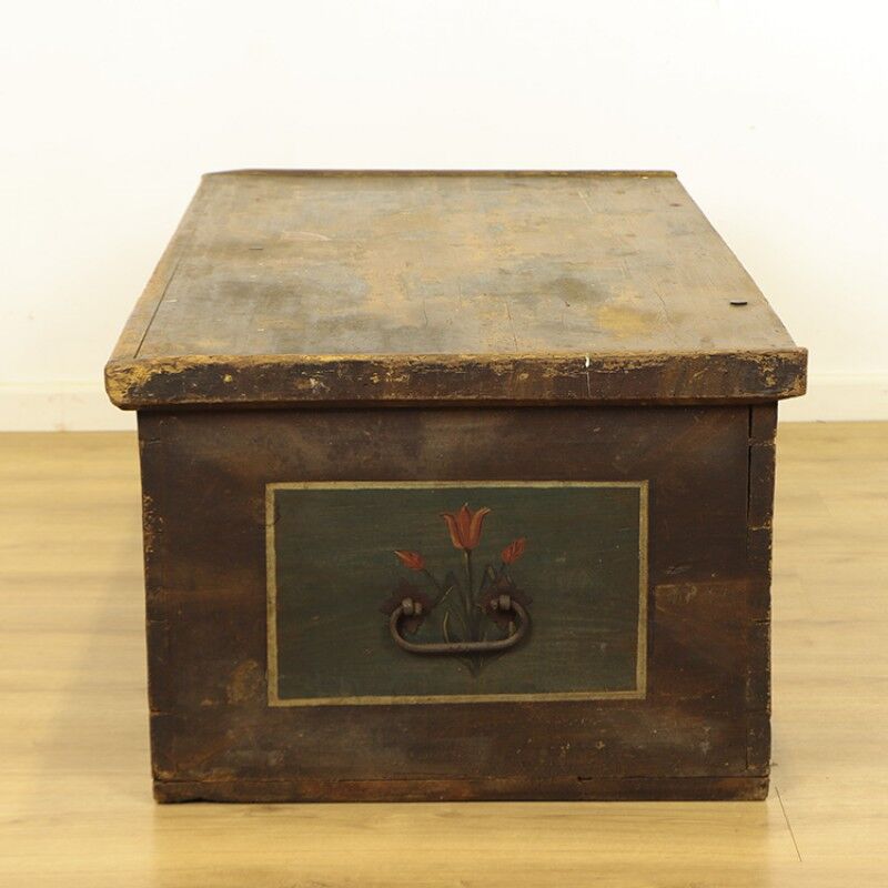 Antique Painted Folk art bridal chest