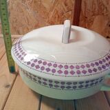 Soup tureen or vegetable dish with purple decoration, Moulin des Loups Orchies
