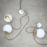 Mid-Century Italian Brass & Opaline Cluster of Lamps