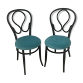 Lot de deux chaises relookées noir mat et velours curaçao