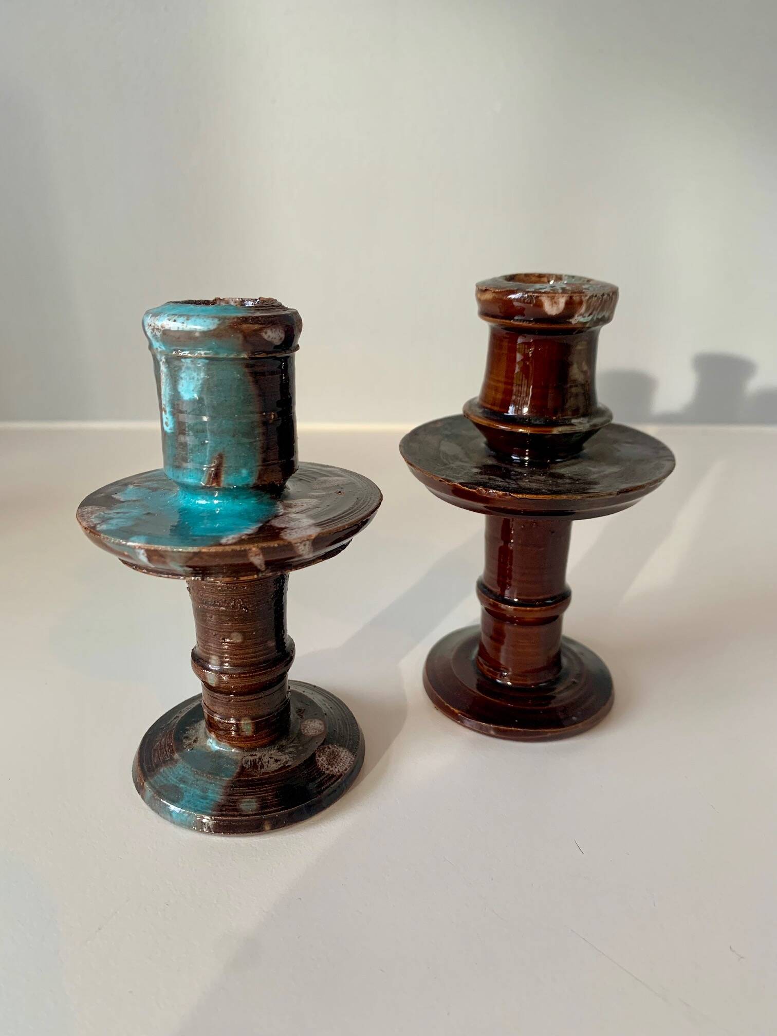 Flamed ceramic candle holders