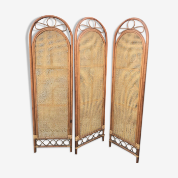 Ancient bamboo screen, rattan and canning