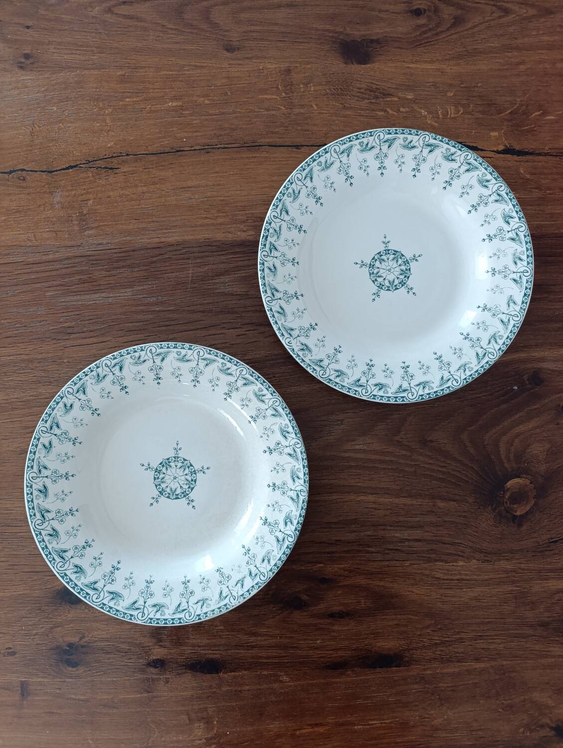 2 Gien ironstone soup plates, Sagittaire model